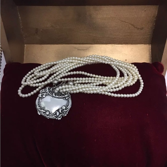 Vintage Foree Hunsicker Sterling 925 Faux Pearl Necklace 20”Length - Picture 1 of 5